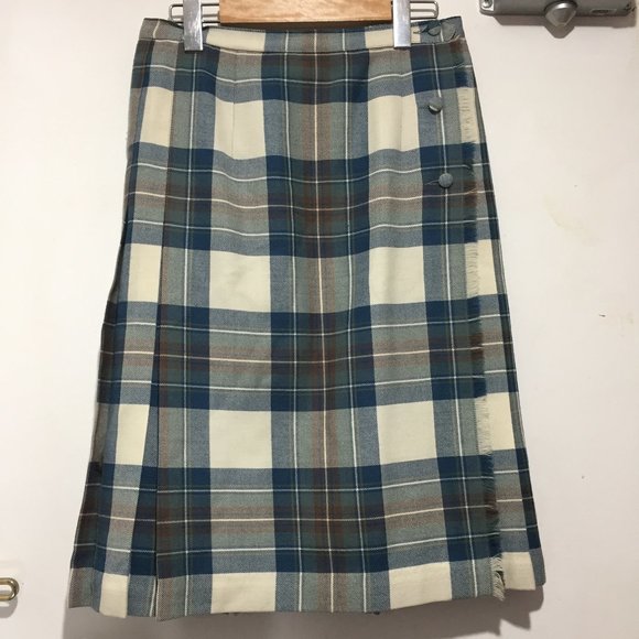 VINTAGE ALJEAN PETITE MIDI PLEATED PLAID SKIRTS SIZE 11 - Picture 3 of 7